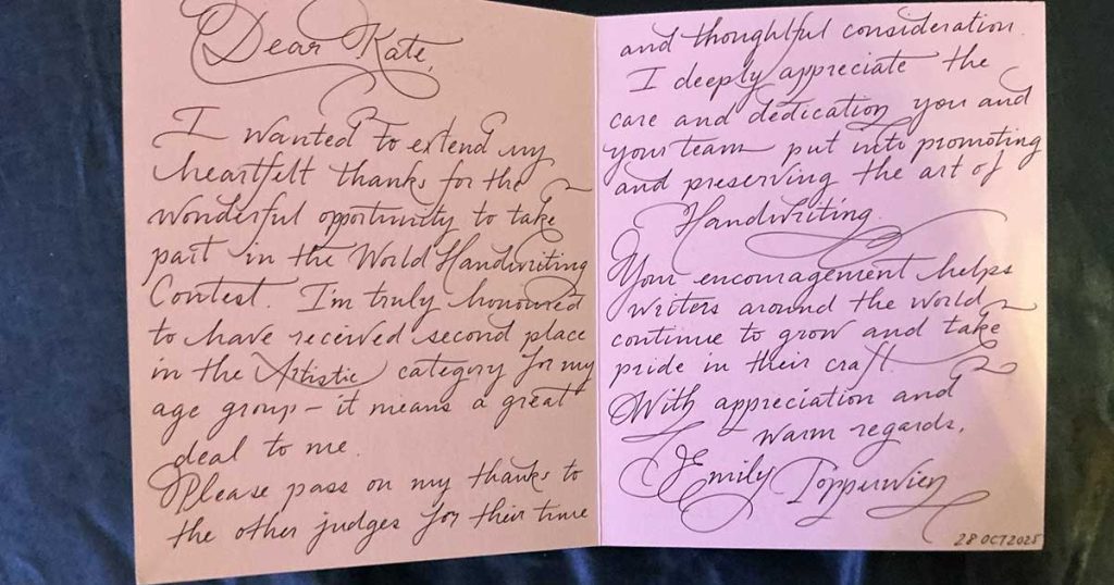 Letter from Emily Topperwein